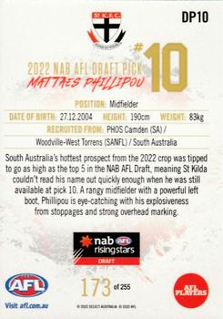 2022 Select NAB AFL Draft Picks #DP10 Mattaes Phillipou Back
